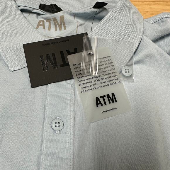 ATM Anthony Thomas Melillo NWT Classic Jersey Polo Blue Size XL Short Sleeve - Picture 7 of 12